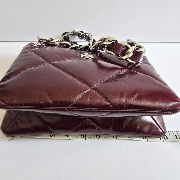 Tory Burch Small Kira Diamond Quilt Distressed Leather Crossbody Bag DarkCarmine - Picture 7 of 8